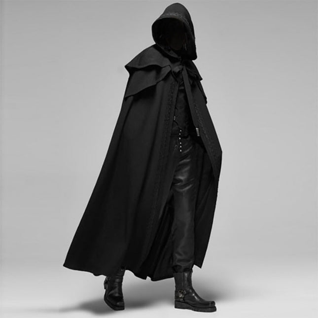 Dramatic Hooded Cape | Long Gothic Cape with Spacious Hood for Halloween Elegance 0