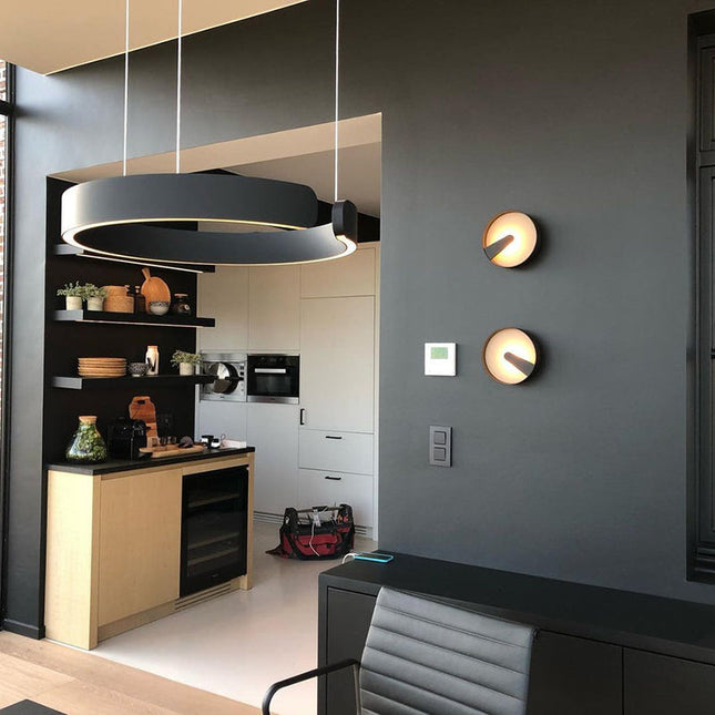 Dual-Ring Pendant Light | Adjustable Height LED Hanging Light with Warm White Glow for Contemporary Kitchens 1