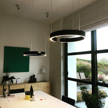 Dual-Ring Pendant Light | Adjustable Height LED Hanging Light with Warm White Glow for Contemporary Kitchens 2