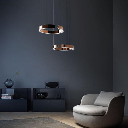 Dual-Ring Pendant Light | Adjustable Height LED Hanging Light with Warm White Glow for Contemporary Kitchens 8