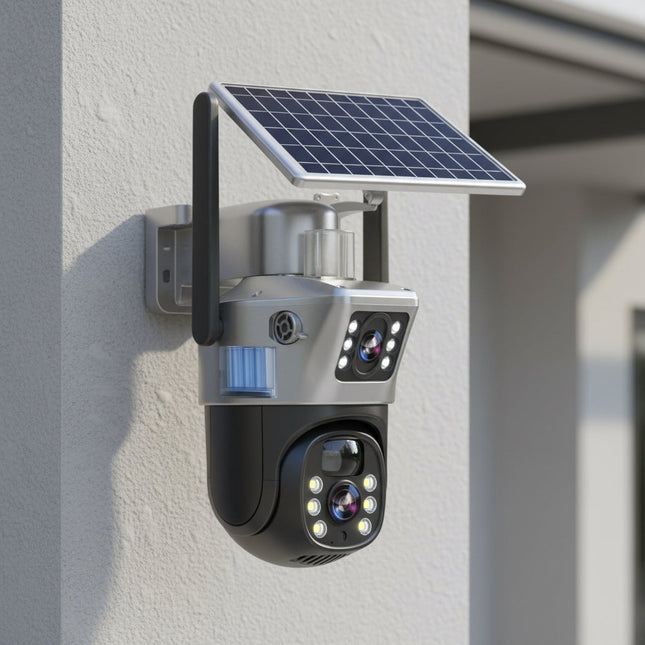 DualGuard | Wireless 4K Security Camera with Solar Panel & Smart Detection | 360° Panoramic View for Reliable Surveillance 0