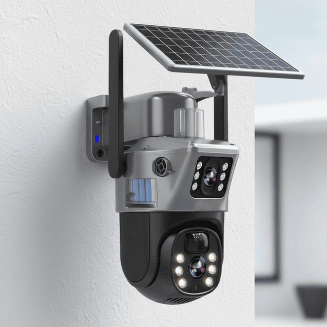 DualGuard | Wireless 4K Security Camera with Solar Panel & Smart Detection | 360° Panoramic View for Reliable Surveillance 1