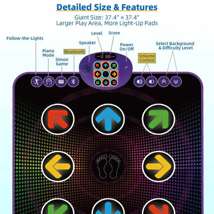 Dynamic Dance Pad | Interactive Activity Mat with Light-Up Squares | Engaging Fun for Kids Aged 3-12 3