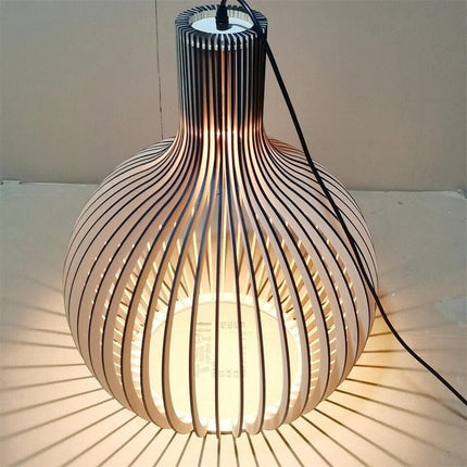 Wood Pendant Light Fixture, Modern Chandelier with Natural Wooden Cage, Rustic Hanging Lamp with Adjustable Black – image 12
