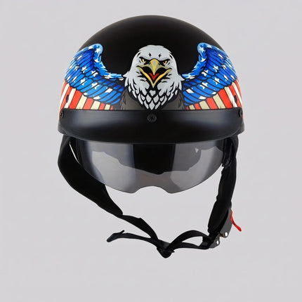 Eagle-Wing | Motorcycle Helmet with Retractable Smoked Visor | Lightweight Half Design for Comfortable Rides 2
