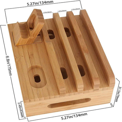 Eco-Friendly Bamboo Charging Station | 5-Port USB Hub with Cable Management for Organized Charging 4