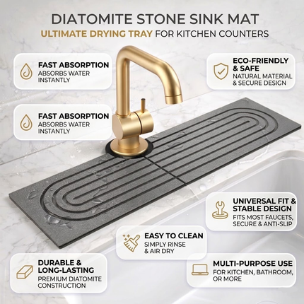 Eco-Friendly Diatomite Sink Mat | Fast Drying Kitchen Sink Protector for Clean Countertops 2