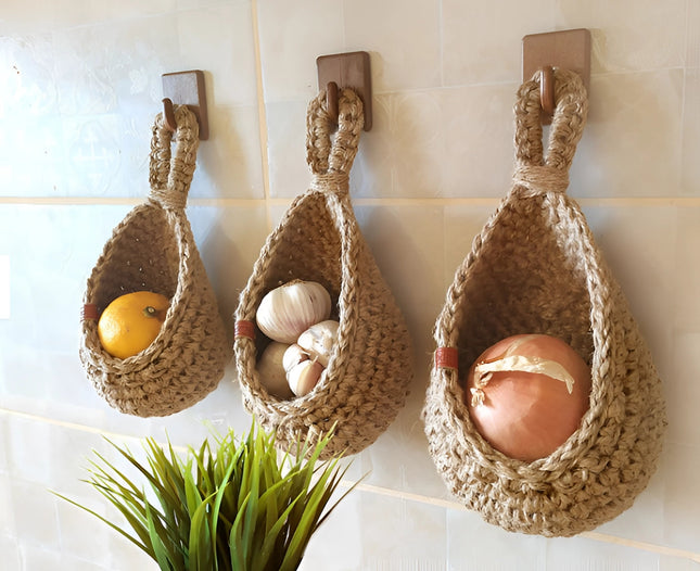 Eco-Friendly Jute Hanging Baskets | Handcrafted Storage Solution for Home 0