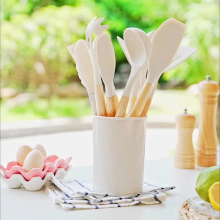 Eco-Friendly Kitchenware Set | 12-Piece Silicone Utensils with Bamboo Handles for Stylish Cooking 2
