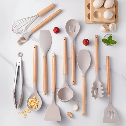 Eco-Friendly Kitchenware Set | 12-Piece Silicone Utensils with Bamboo Handles for Stylish Cooking 3