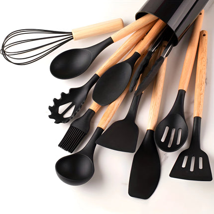 Eco-Friendly Kitchenware Set | 12-Piece Silicone Utensils with Bamboo Handles for Stylish Cooking 5