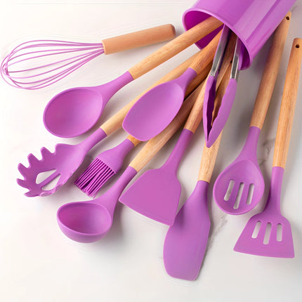 Eco-Friendly Kitchenware Set | 12-Piece Silicone Utensils with Bamboo Handles for Stylish Cooking 8