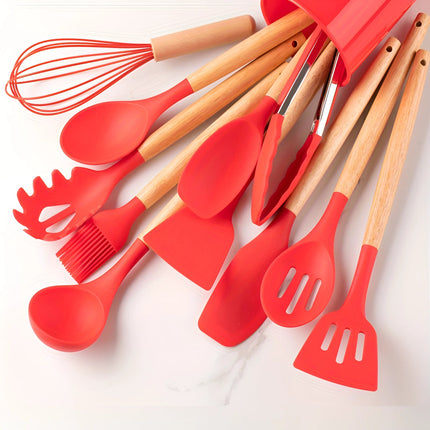 Eco-Friendly Kitchenware Set | 12-Piece Silicone Utensils with Bamboo Handles for Stylish Cooking 9