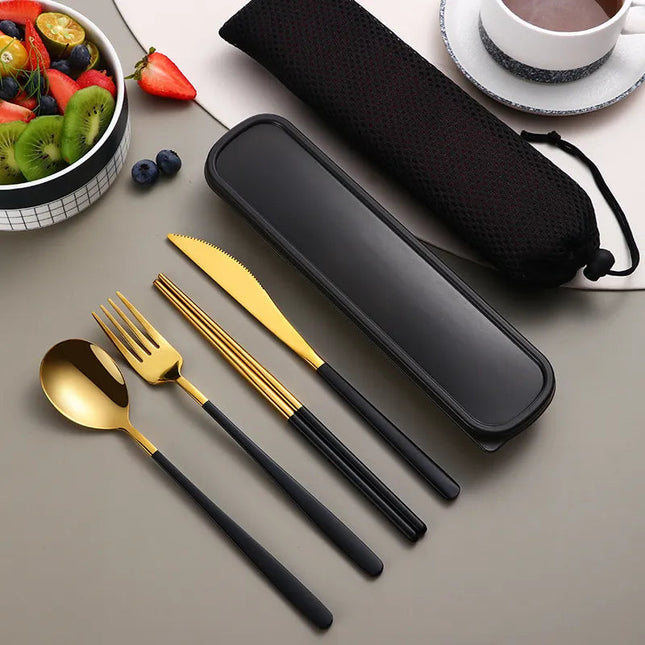 Eco-Friendly Portable Cutlery Set with Stainless Steel Utensils | Compact Design for Sustainable Dining 1