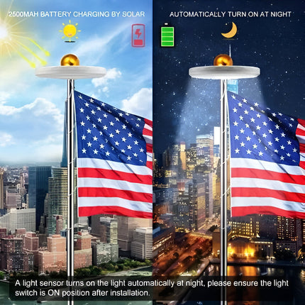 Eco-Friendly Solar Flagpole Light with Automatic Dusk to Dawn Operation | 700 Lumens for Enhanced Visibility 6