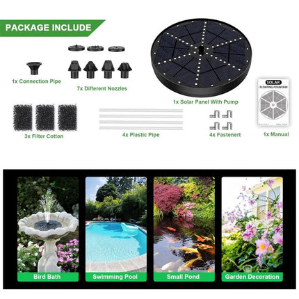 Eco-Friendly Solar Fountain with 60 LED Lights & 8 Spray Patterns for Outdoor Ambiance 5