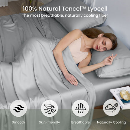 Eco-Friendly Tencel™ Silky Sheet Set with Moisture-Wicking Fabric | Breathable Design for Comfortable Sleep 6