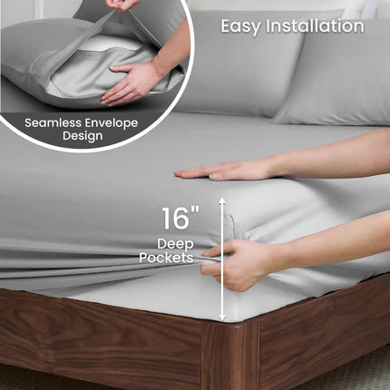 Eco-Friendly Tencel™ Silky Sheet Set with Moisture-Wicking Fabric | Breathable Design for Comfortable Sleep 7