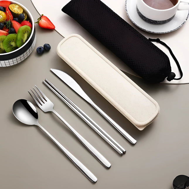 Eco-Friendly Travel Cutlery Set | Portable Stainless Steel Utensils with Case 0