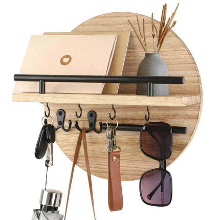 Eco-Friendly Wooden Key Holder | Stylish Wall Organizer with Hooks 3