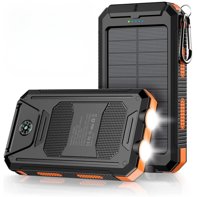 EcoCharge | 20000mAh Solar-Powered Battery Pack with LED Light | Portable Power Solution for Outdoor Adventures 1