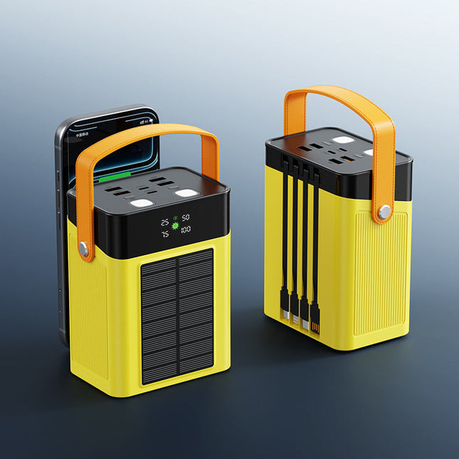 EcoCharge | Portable Solar Power Bank with Integrated Cable Management & Digital Display for On-the-Go Charging 0