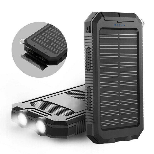 EcoCharge | Solar Power Bank with Dual USB Ports & LED Flashlight | 500000mAh Capacity for Outdoor Adventures 0