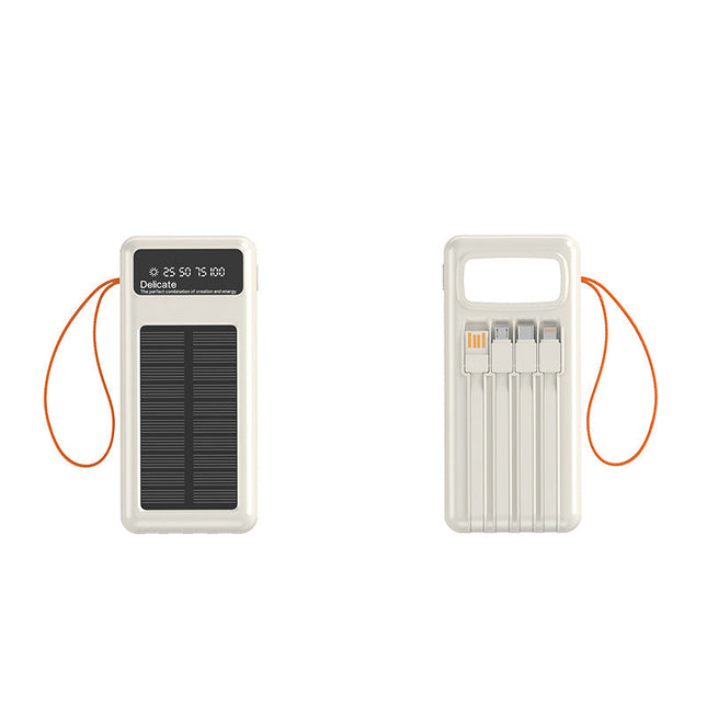 EcoCharge | Solar Power Bank with Integrated Cables & Digital Display | Portable Energy Solution for All Devices 0