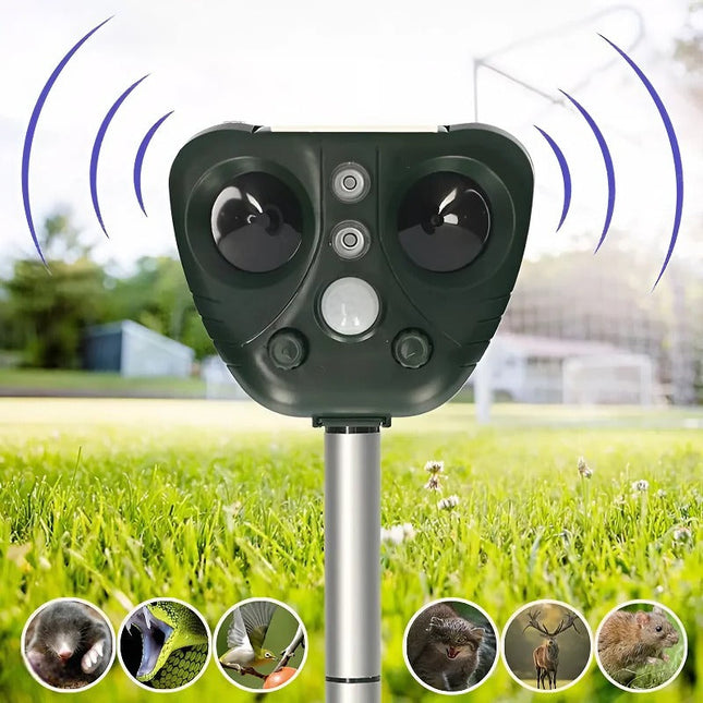 EcoGuard | Solar-Powered Ultrasonic Bird Deterrent System with Dual Charging | Humane Solution for Garden Protection 1
