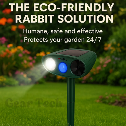 EcoGuard | Solar Powered Ultrasonic Rabbit Repeller with Flashing Lights | Effective Pest Control for Gardens 1
