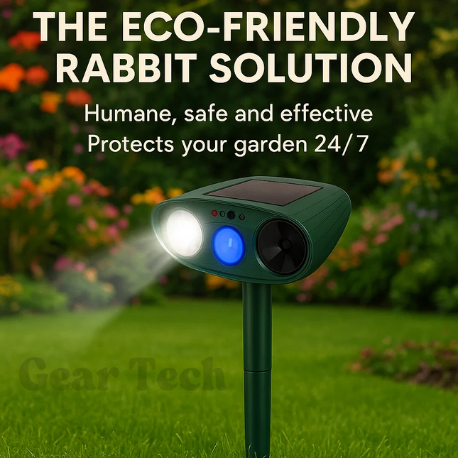 EcoGuard | Solar Powered Ultrasonic Rabbit Repeller with Flashing Lights | Effective Pest Control for Gardens 1