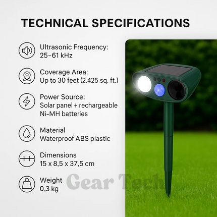 EcoGuard | Solar Powered Ultrasonic Rabbit Repeller with Flashing Lights | Effective Pest Control for Gardens 3