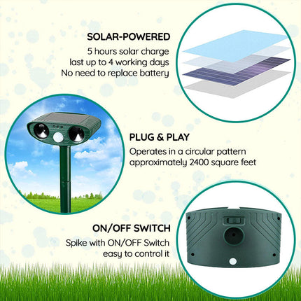 EcoGuard | Solar Powered Ultrasonic Rabbit Repeller with Flashing Lights | Effective Pest Control for Gardens 7