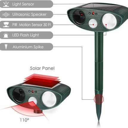 EcoGuard | Ultrasonic Chipmunk Repeller with Solar Power & Motion Sensor | 2425 sq ft Coverage for Safe Pest Control 2