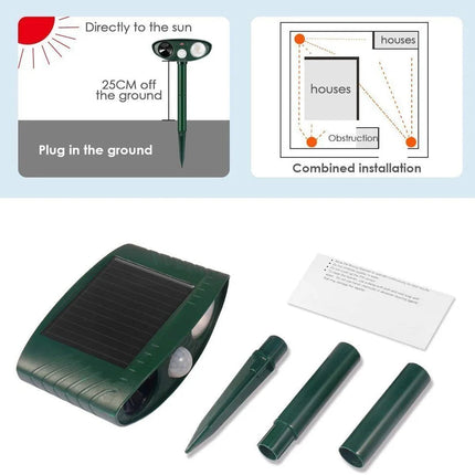 EcoGuard | Ultrasonic Chipmunk Repeller with Solar Power & Motion Sensor | 2425 sq ft Coverage for Safe Pest Control 4