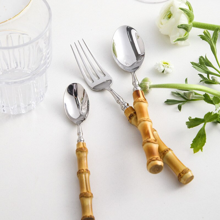 Eco Chic | Bamboo Cutlery Set with Stainless Steel Accents | Sustainable Dining for Elegant Gatherings 5