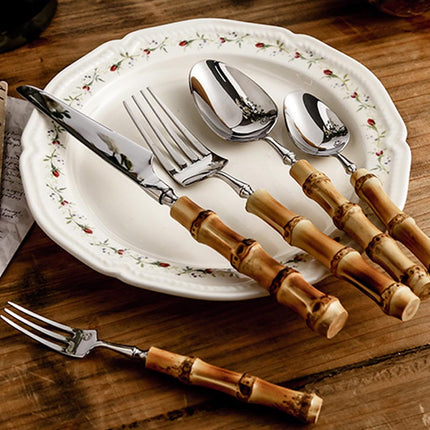 Eco Chic | Bamboo Cutlery Set with Stainless Steel Accents | Sustainable Dining for Elegant Gatherings 8