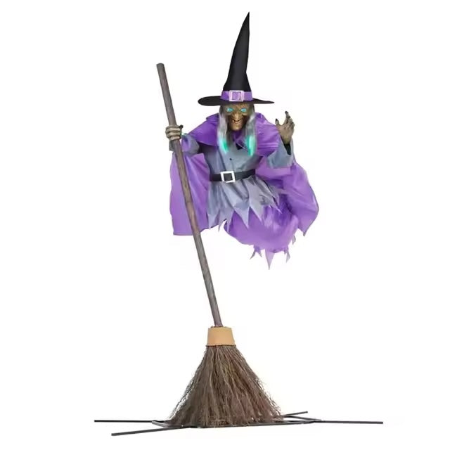 Eerie Halloween Decoration | 6-Foot Flying Witch with Realistic Floating Effect | Easy Outdoor Setup for Spooky Ambiance 0