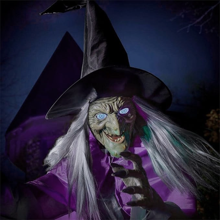 Eerie Halloween Decoration | 6-Foot Flying Witch with Realistic Floating Effect | Easy Outdoor Setup for Spooky Ambiance 2