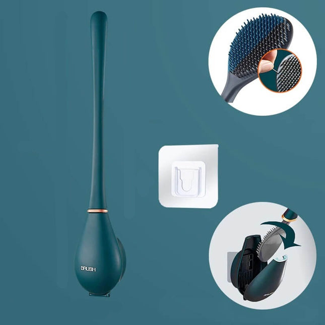 Efficient Wall-Mounted Toilet Brush with Flexible Head & Quick-Dry Holder for Hygienic Cleaning 0