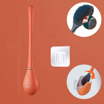 Efficient Wall-Mounted Toilet Brush with Flexible Head & Quick-Dry Holder for Hygienic Cleaning 2