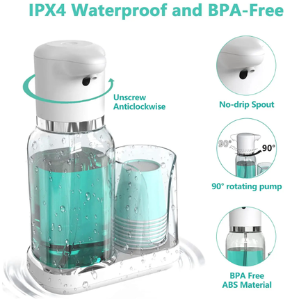 Effortless Mouthwash Dispenser | Hands-Free Design with Adjustable Volume for Hygienic Oral Care 1