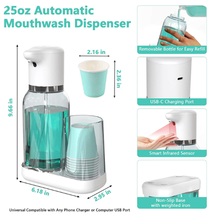 Effortless Mouthwash Dispenser | Hands-Free Design with Adjustable Volume for Hygienic Oral Care 2