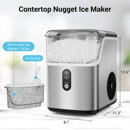 Effortless Nugget Ice Maker | Self-Cleaning Countertop Machine for Soft Chewable Ice 0