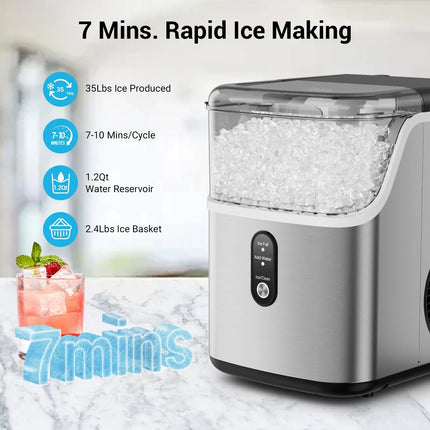 Effortless Nugget Ice Maker | Self-Cleaning Countertop Machine for Soft Chewable Ice 2
