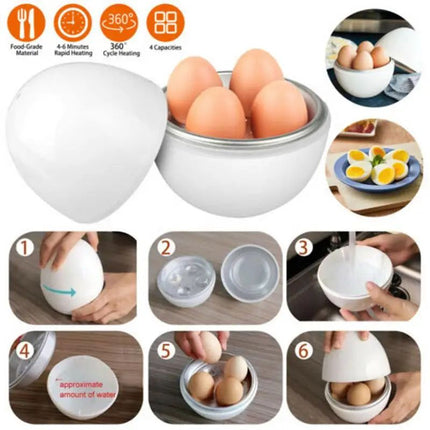 Microwave Egg Steamer for 4 Eggs with Durable Design | Fast Cooking for Perfectly Boiled Eggs