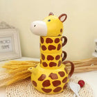 Ceramic Teapot Set with 2 Stackable Cups, Giraffe Tea Set for Adults, Wedding Gift and Birthday Gift, Cute Kitchen Decor