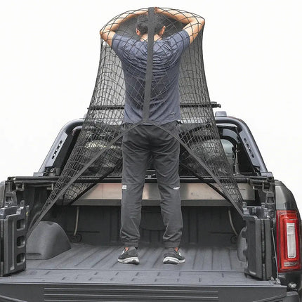 Truck Bed Cargo Net, Elastic Bungee Cargo Net with 6 Carabiner Hooks for Trunk, Trailer Accessories, Truck Accessories
