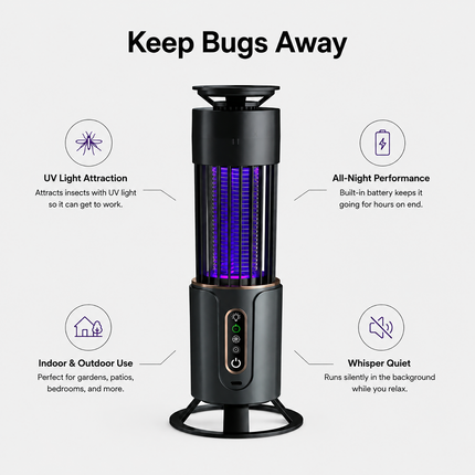 Indoor Outdoor Bug Zapper, Rechargeable Mosquito Trap with UV Light – image 4