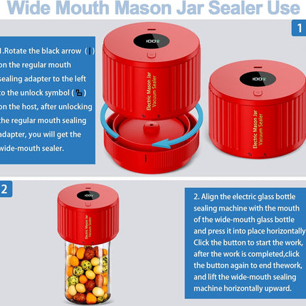 Electric Mason Jar Vacuum Sealer | One-Touch Food Saver Machine for Effortless Food Preservation 8